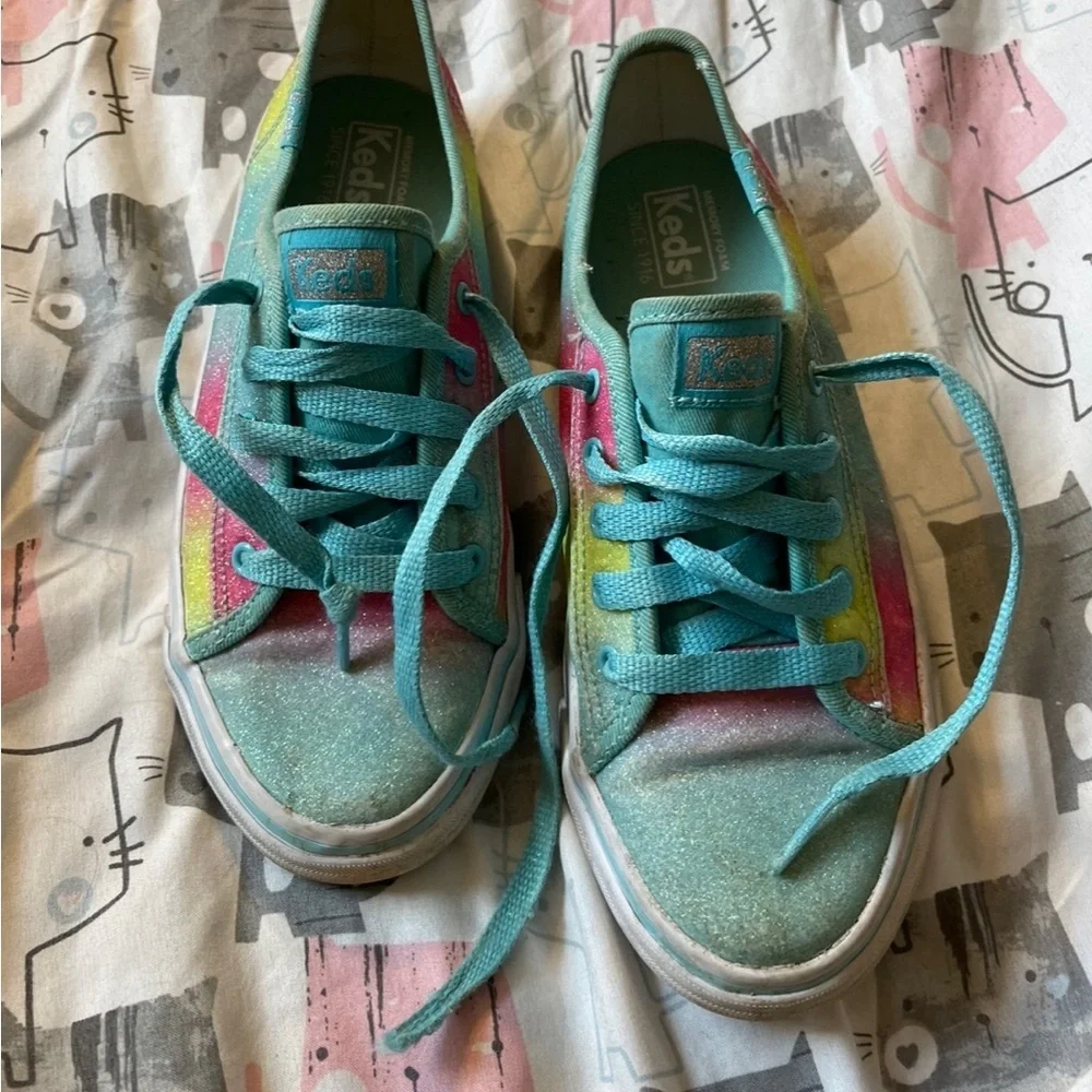 GUC Girl’s Rainbow Glitter Lace Up Keds Sneakers